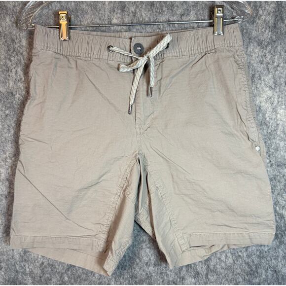 Vuori Mens Ripstop Tan Drawstring Zipper Pocket Casual Shorts 8" Inseam - Small - Picture 2 of 9